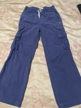 Girls’ Navy Cargo Lounge Pants - Casual Drawstring Waist
